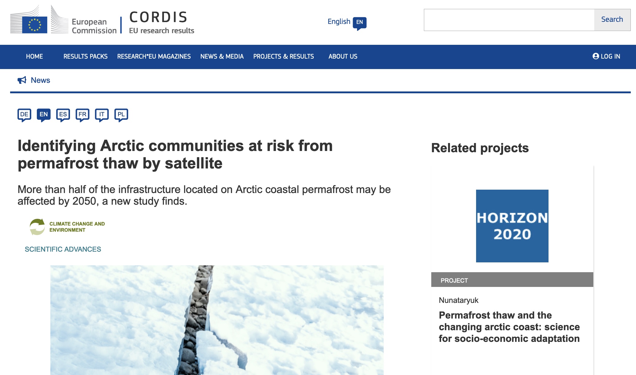 CORDIS highlights the new SACHI satellite dataset on human impact in permafrost coasts